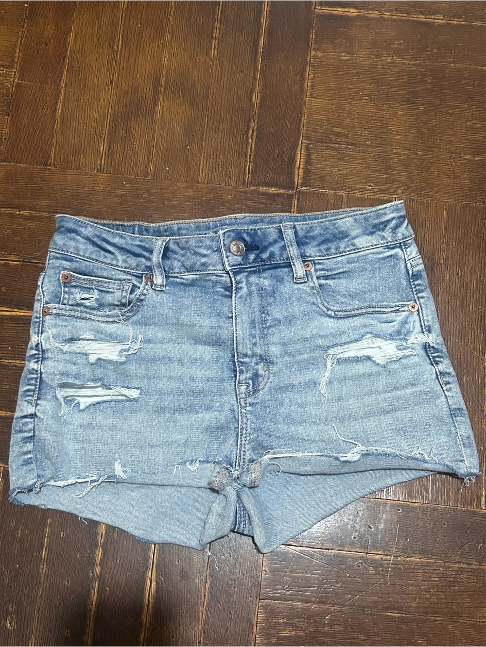 American Eagle Outfitters Light Blue Distressed Jean Shorts